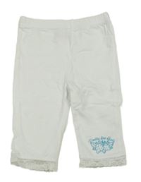 Biele capri legíny s jahodami a čipkou Dopodopo