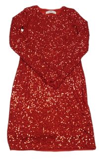 Červené flitrové šaty H&M