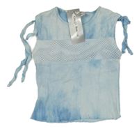 Nové - Svetlomodré batikované tričko so sieťovinou