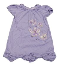 Levandulové bavlnené šaty s motýly Dopodopo