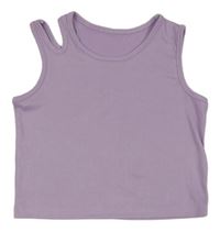 Lila rebrovaný crop top