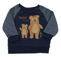 Tmavomodro-melírovaná mikina s medveďmi Primark