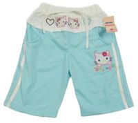 Nové - Světlemodro-biele teplákové kraťasy s Hello Kitty