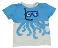 Modro-biele tričko s chobotnicí Topomini