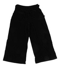 Čierne rebrované zamatové culottes nohavice s opaskom New Look
