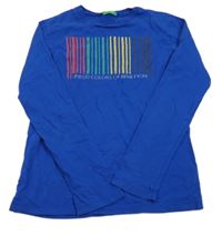 Modré triko s barevným potiskem Benetton