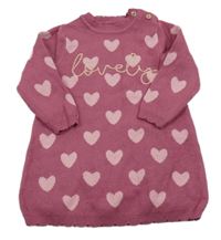 Ružové svetrové šaty so srdiečkami Nutmeg