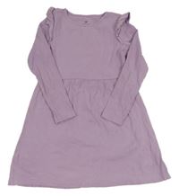 Lila žebrované bavlněné šaty H&M