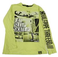 Neónově žlutozelené tričko s potlačou Y.F.K.