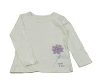 Bílé triko s 3D lila květem dunnes