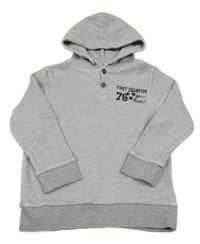 Sivá rebrovaná mikina s nápisom a kapucňou Topolino