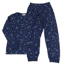 Tmavomodré fleecové pyžamo barevnými hvězdičkami M&S