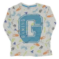 Bílé vzorované triko s písmenem Kiki&Koko