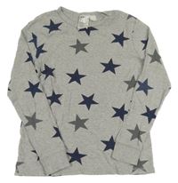 Šedé pyžamové triko s tmavomodrými hvězdami H&M