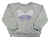 Sivá melírovaná mikina s motýlkom C&A