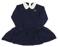 Tmavomodré teplákové šaty s bielým golierikom H&M