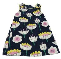 Tmavomodro-bílé květované manšestrové laclové šaty Mini Boden