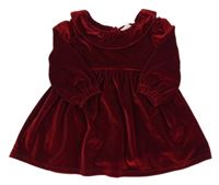 Rubínové zamatové šaty s golierikom F&F