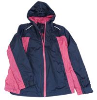 Tmavomodro-růžová šusťáková jarní funkční bunda s kapucí Crivit