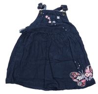 Tmavomodré na traké menšestrové šaty s výšivkou motýlka Mothercare