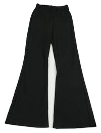 Černé flare žebrované kalhoty Primark