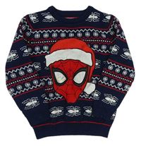 Tmavomodrý vzorovaný sveter so Spidermanem Marvel