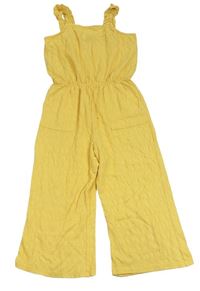 Žltý rebrovaný nohavicový culottes overal Primark
