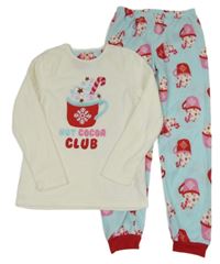 Bílo-světlemodré fleecové pyžamo s hrníčky Primark