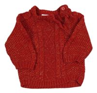 Červeno-zlatý trblietavý vzorovaný sveter zn. Ergee