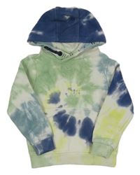 Zeleno-bielo-tmavomodrá batikovaná mikina s kapucňou zn. Nutmeg