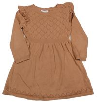 Broskvové vzorované pletené šaty s volánky Primark