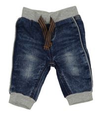 Tmavomodro-šedé teplákové rifle s úpletovým pasem Ergee