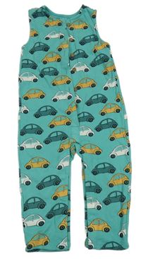 Zelený teplákový nohavicový overal s autami M&S
