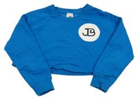 Modrá crop mikina s potlačou