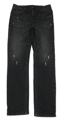 Tmavošedé teplákové rifle s prošoupáním Tu