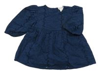 Tmavomodré vzorované perforované šaty Primark