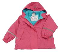Fuchsiová voděodolná jarní zateplená bunda s kapucí Impidimpi