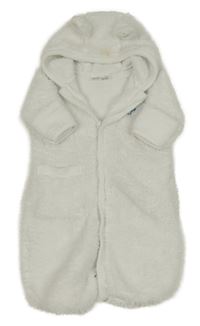 Bílý chlupatý fusak/kombinéza s hvězdou a kapucí Ergee