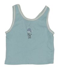 Svetlomodrý rebrovaný crop top s delfínom