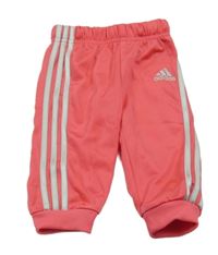 Růžovo-šedé sportovní tepláky s logem Adidas