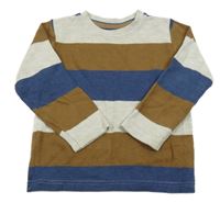 Sivo-hnedo-modrý pruhovaný sveter