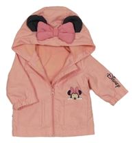 Růžová šusťáková jarní bunda s Minnie a kapucí Disney