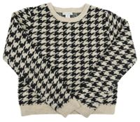 Béžovo-čierny vzorovaný crop sveter Primark