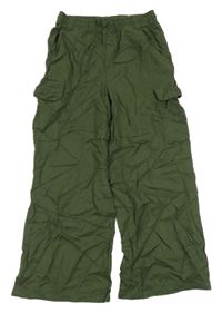 Khaki lehké cargo široké kalhoty C&A