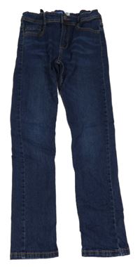Tmavomodré slim fit rifle Okaidi