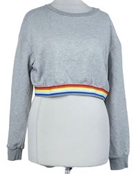 Dámská šedá crop mikina s pruhy Glamorous 
