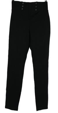 Dámské černé třpytivé tregíny s knoflíčky C&A