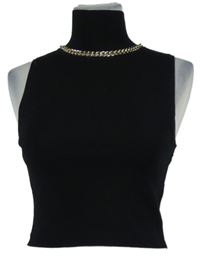 Dámský černý crop pletený top s řetízkem Zara 