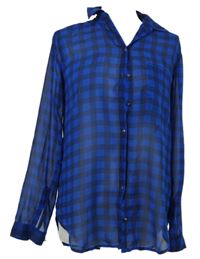 Dámská safírovo-tmavomodrá kostkovaná šifonová halenka Mango 