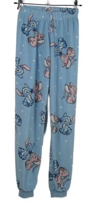Dámske svetlomodré plyšové pyžamové nohavice so Stitchem Primark